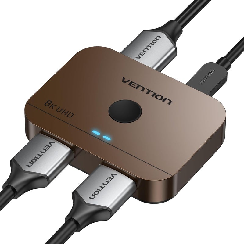 VENTION 8K 2x1 HDMI Switch, 4K@120Hz HDMI Splitter Switcher, 2 in 1 Out with LED Indicators, Supports HDR, 3D, Dolby, Compatible with Laptops, PC, Xbox Series, PS5/4/3, Blue Ray, Projector - Image 1